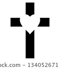 Black cross with white heart symbol, bold medical love icon 134052671