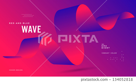 Red and blue 3D wave flow across purple background 134052818