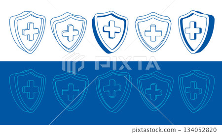 3D medical shields features cross symbols 3D medical shields features cross symbols 134052820