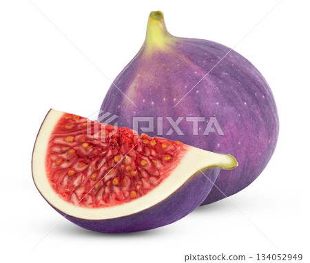 Fig and cut in a slice isolated on white background. Fig and cut in a slice isolated on white background. 134052949