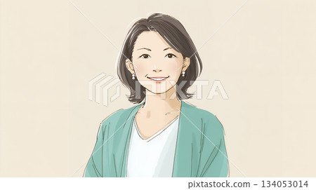 一個微笑的中年婦女 134053014