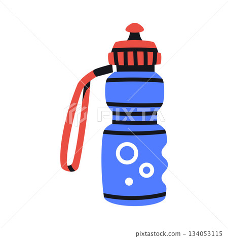 Flask Water Bottle as Sport Equipment and Supply Colorful Element Vector Illustration Flask Water Bottle as Sport Equipment and Supply Colorful Element Vector Illustration 134053115