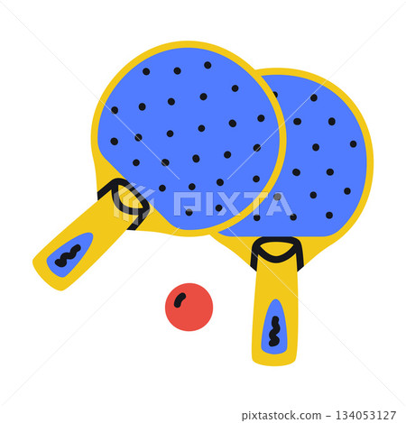 Table Tennis Racket and Ball as Sport Equipment and Supply Colorful Element Vector Illustration Table Tennis Racket and Ball as Sport Equipment and Supply Colorful Element Vector Illustration 134053127