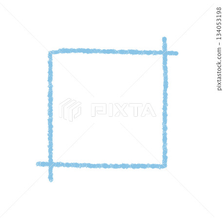 Rectangle quote frame in blue chalk sketch style. Border with contour and box for message or quote background. Chalk outline and frame element for graphic accent or template. 134053198