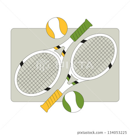 Tennis Racquet and Ball Pair for Game Vector Illustration Tennis Racquet and Ball Pair for Game Vector Illustration 134053225