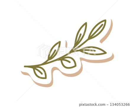 Flat kraft green branch patch decor style brings a holiday plant element in modern eco graphic. This trendy patch gives natural gift and box accent with simple holiday decor flair. Flat kraft green branch patch decor style brings a holiday plant element in modern eco graphic. This trendy patch gives natural gift and box accent with simple holiday decor flair. 134053266