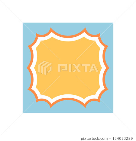 Groovy retro scallop rectangle frame in yellow with bold outline. Fun border shape and aesthetic background give y2k graphic charm. Modern accent for trendy and creative visuals. Groovy retro scallop rectangle frame in yellow with bold outline. Fun border shape and aesthetic background give y2k graphic charm. Modern accent for trendy and creative visuals. 134053289