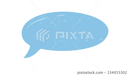 Hand drawn blue speech bubble with grunge and organic oval form. Round comment balloon for communication or message, ideal for talk box, social post or chat background. Hand drawn blue speech bubble with grunge and organic oval form. Round comment balloon for communication or message, ideal for talk box, social post or chat background. 134053302
