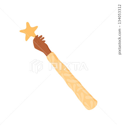 Flat icon of a hand holding a star. Isolated symbol for rank and satisfaction. Perfect for feedback, positive customer review, or business client service themes. Flat icon of a hand holding a star. Isolated symbol for rank and satisfaction. Perfect for feedback, positive customer review, or business client service themes. 134053312