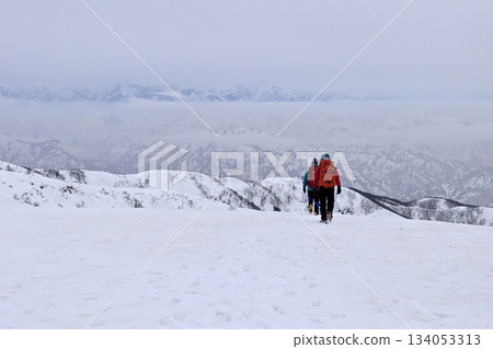 View of Mount Hakkai from Mount Sumon in winter View of Mount Hakkai from Mount Sumon in winter 134053313