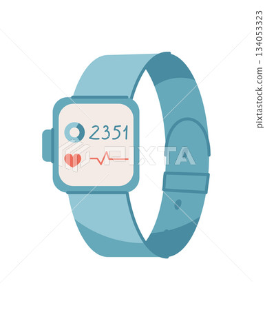 Smart flat smartwatch with minimal style and fitness functionality. Health equipment and activity tracker for gym workout. Perfect wellness accessory for a healthy lifestyle. 134053323