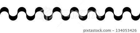 Rick rack trim isolated on white background. Black wavy line as an element of Copacabana pavement texture. Sewing ribbon. Scalloped tape. Vector graphic illustration Rick rack trim isolated on white background. Black wavy line as an element of Copacabana pavement texture. Sewing ribbon. Scalloped tape. Vector graphic illustration 134053426