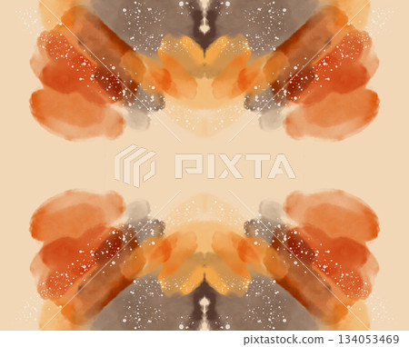 Abstract digital watercolor seamless pattern, soft brown and beige symmetrical art illustration Abstract digital watercolor seamless pattern, soft brown and beige symmetrical art illustration 134053469
