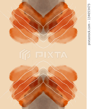 Abstract digital watercolor seamless pattern, soft brown and beige symmetrical art illustration 134053473