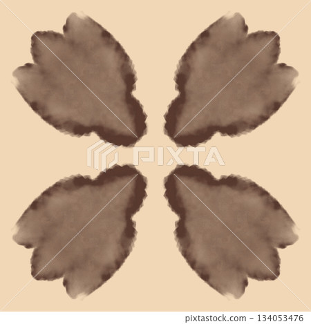 Abstract digital watercolor seamless pattern, soft brown and beige symmetrical art illustration 134053476