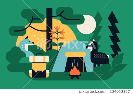 Recreation outdoors - colorful flat design style illustration 134053567