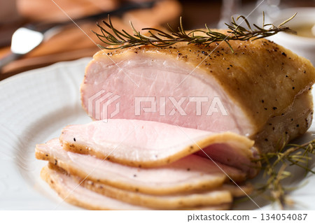 Sliced roast pork 134054087