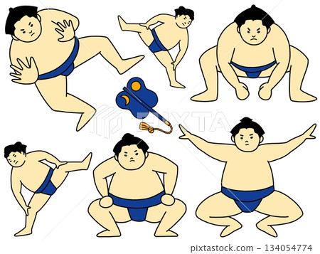 Sumo wrestler pose set ① 134054774