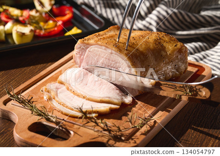 Sliced roast pork 134054797