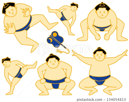 Sumo wrestler pose set 2 134054813