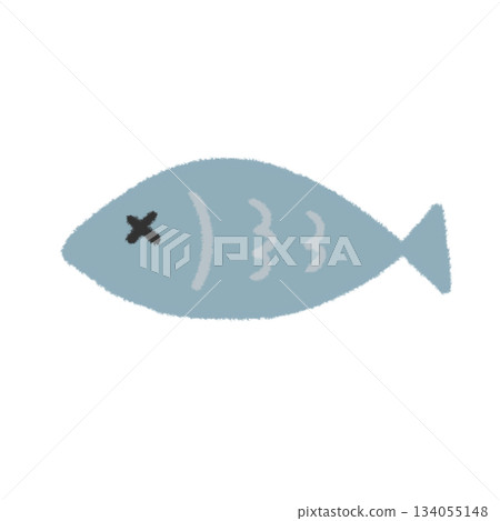 手繪死魚插圖圖示。簡單的塗鴉印章素材 134055148