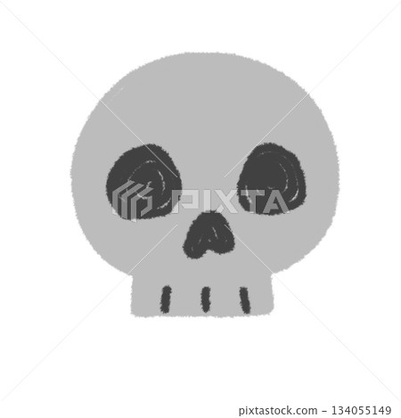 手繪的人類頭骨插圖圖示。簡單的素描印章素材 134055149