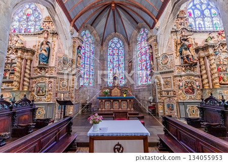 Parish close church of Lampaul, finistere, brittany, france Parish close church of Lampaul, finistere, brittany, france 134055953