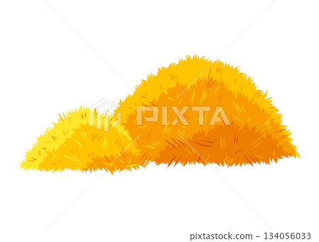 Haystack isolated on white background. Flat vector illustration dried haystack. Farming haymow bale hayloft, agricultural rural haycock. A supply of feed for livestock, the object of agriculture 134056033