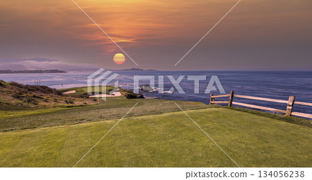 Pebble Beach golf course, Monterey, California, USA Pebble Beach golf course, Monterey, California, USA 134056238