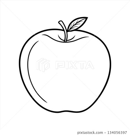 Apple illustration with outline on white background for coloring book Apple illustration with outline on white background for coloring book 134056397