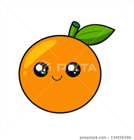 Cute Orange Fruit with Big Eyes Cartoon Illustration Design Element 134056398