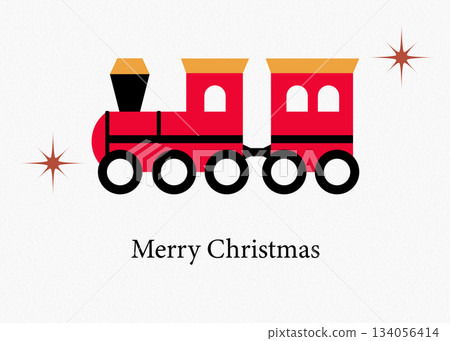Festive Christmas Card Design with Toy Train Illustration and Holiday Wishes Festive Christmas Card Design with Toy Train Illustration and Holiday Wishes 134056414