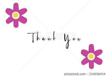 Thank You card with whimsical floral design and clean background space 134056434