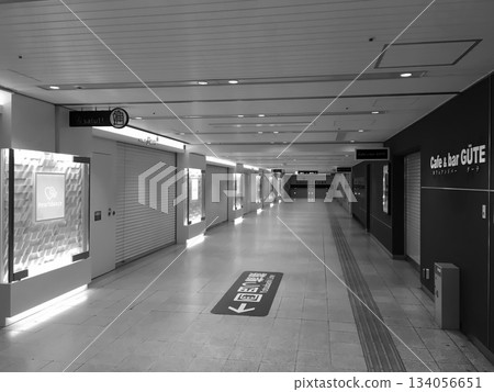 Umeda underground passage. An underground mall after the last train. 134056651