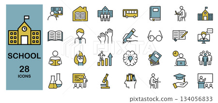 School Icon Set (Color) School Icon Set (Color) 134056833