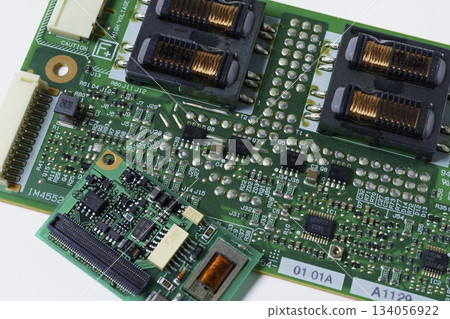 Computer parts and board on white background Computer parts and board on white background 134056922