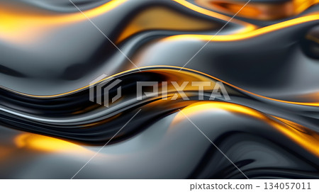 在乾淨的背景上，透明玻璃紋理的3D流體波浪緩緩擴散。 134057011