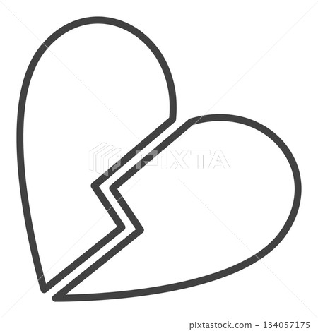 Broken Heart vector Sad or No Love linear icon or design element Broken Heart vector Sad or No Love linear icon or design element 134057175