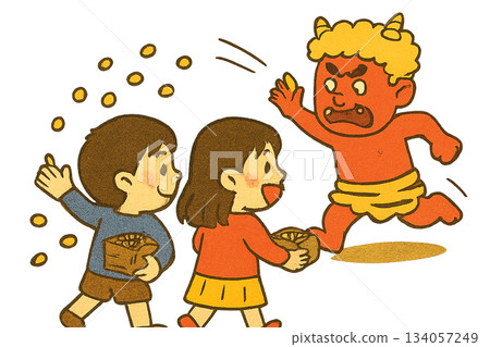 孩子們播種豆子 134057249