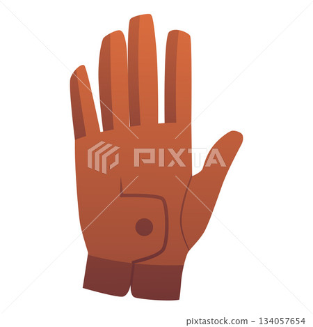 Icon of a brown golf glove with a button fastening. Icon of a brown golf glove with a button fastening. 134057654