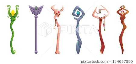 Wizard stuff. Wooden stick with glow magic elements exact vector wizards weapons Wizard stuff. Wooden stick with glow magic elements exact vector wizards weapons 134057890