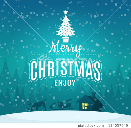 Christmas placard. poster invitation to new year and christmas party celebration Christmas placard. poster invitation to new year and christmas party celebration 134057949