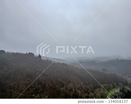 Esch-Sur-Sure, Wiltz, Grand Duche De Luxembourg, December 7, 2025, Foggy Ridge Solitude Esch-Sur-Sure, Wiltz, Grand Duche De Luxembourg, December 7, 2025, Foggy Ridge Solitude 134058137
