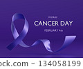 Elegant Purple Ribbon for World Cancer Day Awareness 134058199