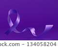 3d Purple Ribbon. World Leprosy Day Awareness. Horizontal Web Banner, Design template for posters, banners and social networks, infographic magazines or websites. 3d render  134058204