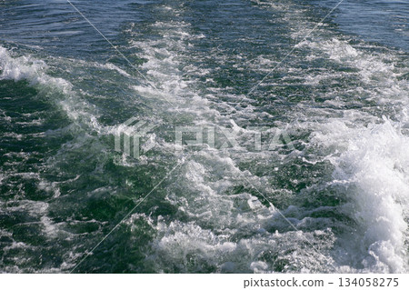 White waves seen from the boat White waves seen from the boat 134058275