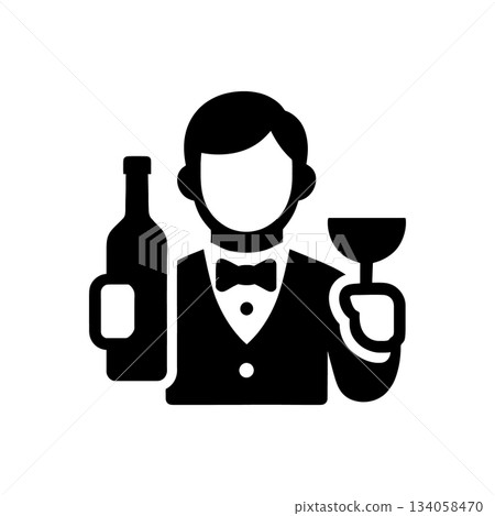 Professional Bartender Wine Waiter Icon 134058470