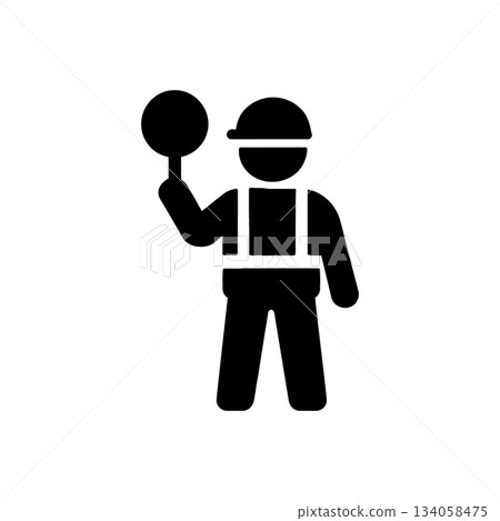 Construction Site Traffic Worker Icon 134058475