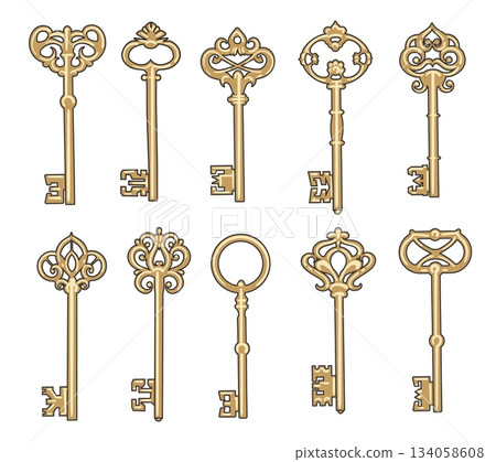 Antique key collection 134058608