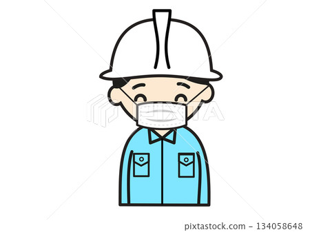 工廠工人戴著口罩的插圖 134058648
